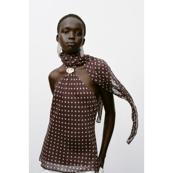 ZARA HALTER TOP WITH HARDWARE AND POLKA DOTS - Picture 5 of 9